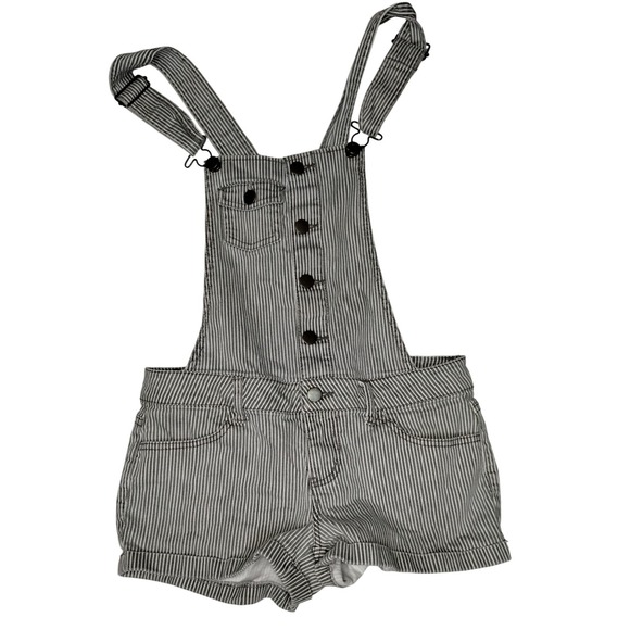 2.1 Denim Pants - 21 Denim Overalls‎ Romper Striped Button Front Casual Cute Size 26